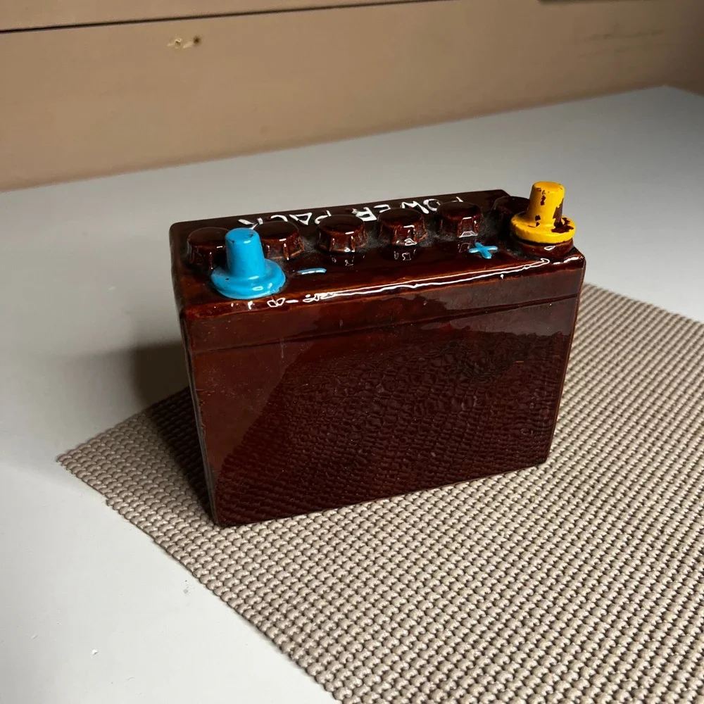 Vintage Ceramic Car Battery Decanter High Voltage Power Pack Novelty Japan